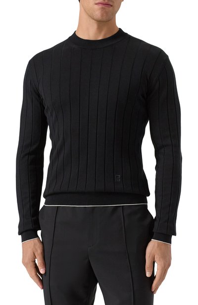 Джемпер из шелка и хлопка BALMAIN черного цвета по цене 98850 руб., арт. FH1KD000/KI73, фото 3 Джемпер из шелка и хлопка BALMAIN, арт. FH1KD000/KI73, фото 3