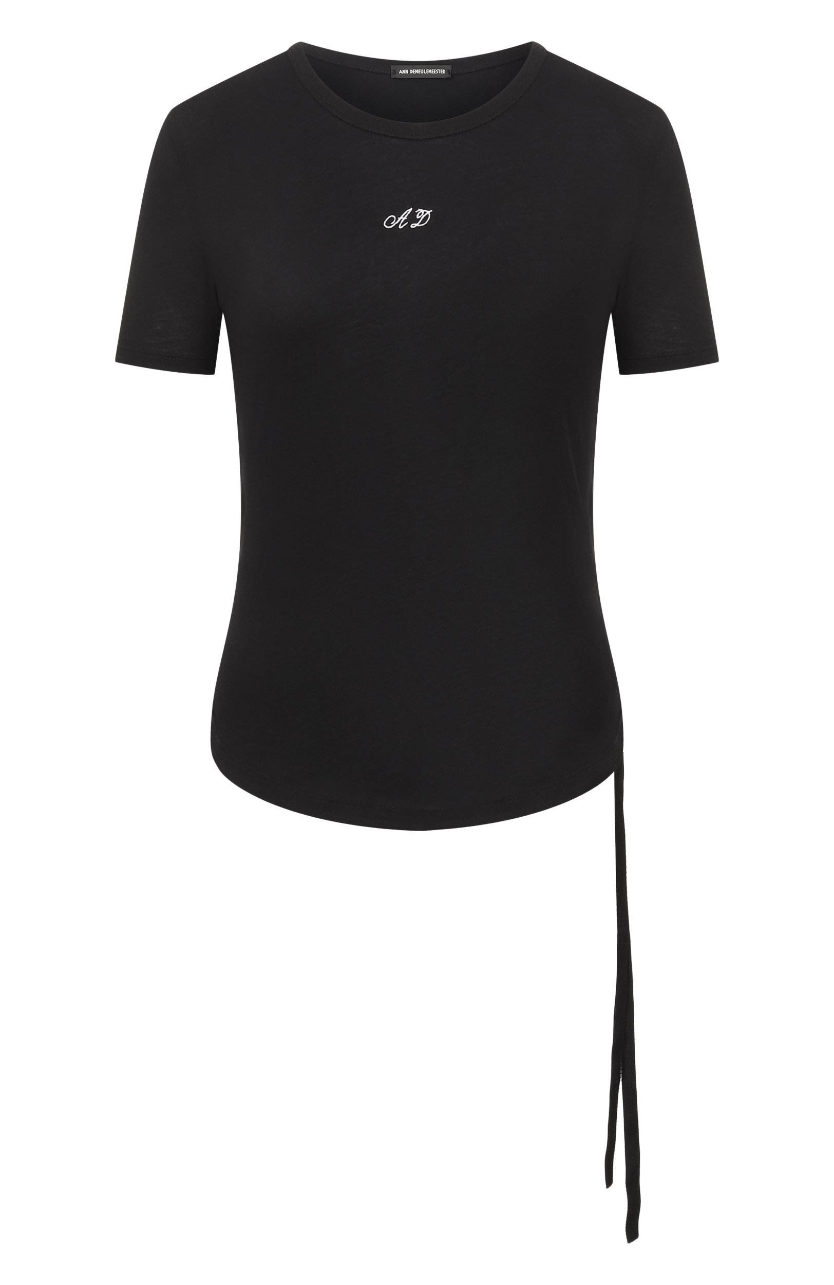 Хлопковая футболка ANN DEMEULEMEESTER черного цвета по цене 32800 руб., арт. B0014239/FA206, фото 1 Хлопковая футболка ANN DEMEULEMEESTER, арт. B0014239/FA206, фото 1