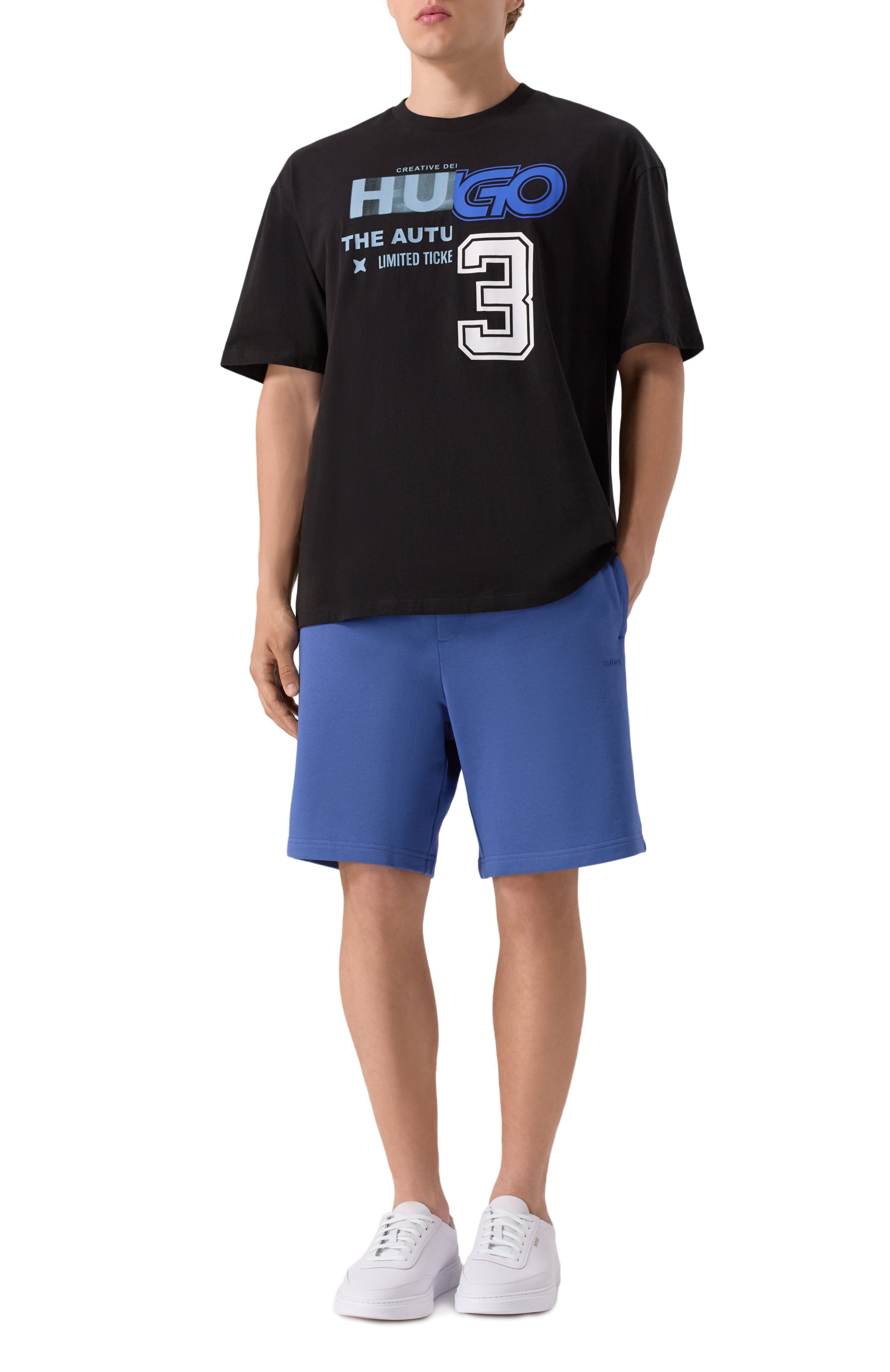 Хлопковая футболка HUGO BLUE черного цвета по цене 7490 руб., арт. 50544168, фото 2 Хлопковая футболка HUGO BLUE, арт. 50544168, фото 2