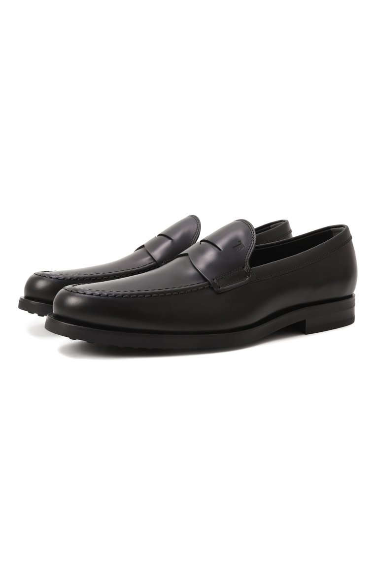 Мужские кожаные пенни-лоферы TOD’S черного цвета, арт. XXM0ZF0Q920/PLS | Фото 1 (Материал внешний: Натуральная кожа; Материал сплава: Проставлено; Материал внутренний: Натуральная кожа; Нос: Не проставлено; Стили: Классический)