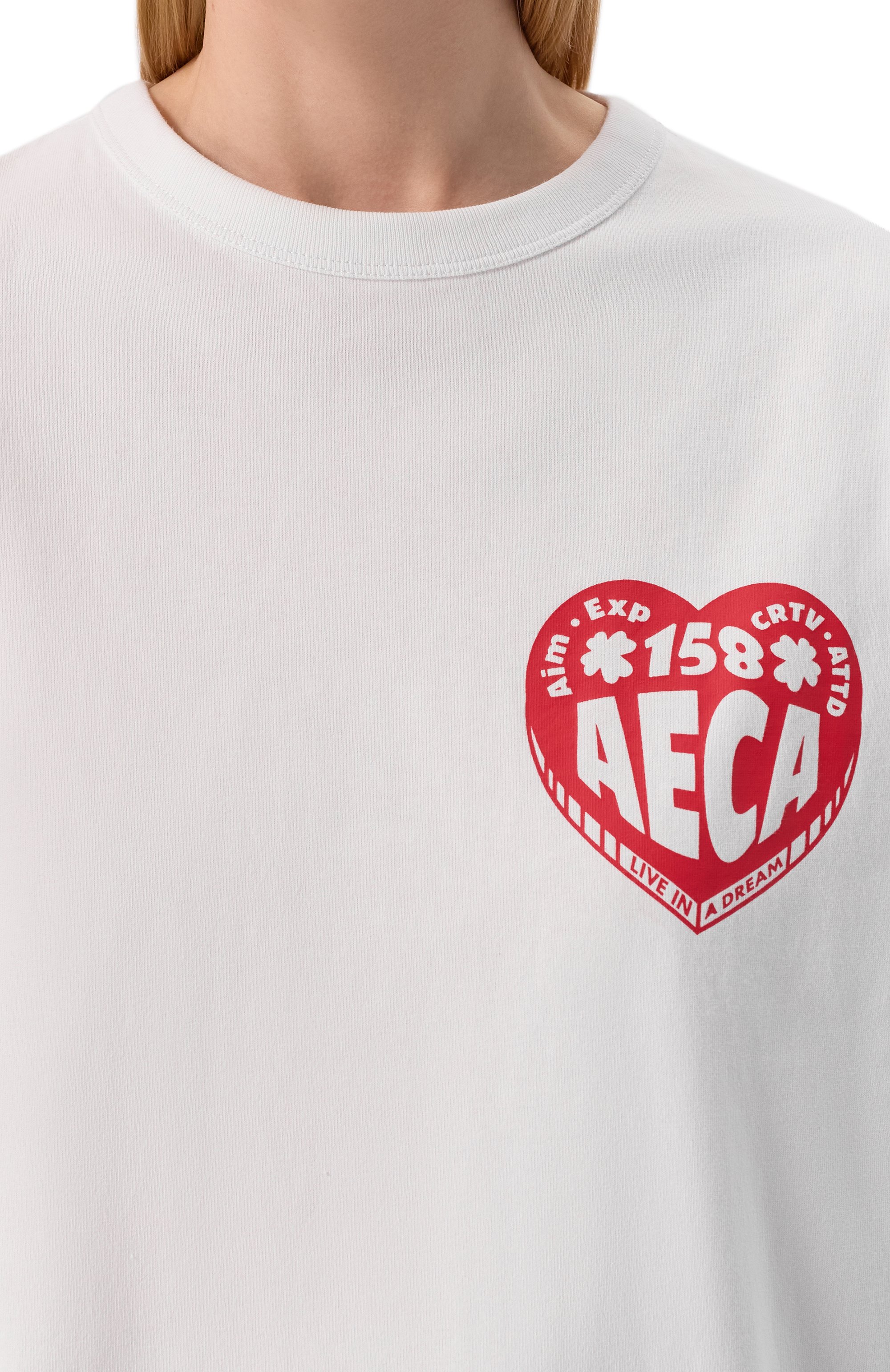 Хлопковая футболка AECA WHITE белого цвета по цене 12090 руб., арт. AWCMSSBDTTSST006C0.WHITE (M), фото 5 Хлопковая футболка AECA WHITE, арт. AWCMSSBDTTSST006C0.WHITE (M), фото 5