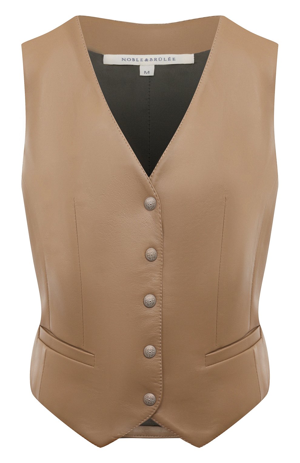 Кожаный жилет NOBLE&BRULEE темно-бежевого цвета по цене 70000 руб., арт. NB70/160224/21, фото 1 Кожаный жилет NOBLE&BRULEE, арт. NB70/160224/21, фото 1