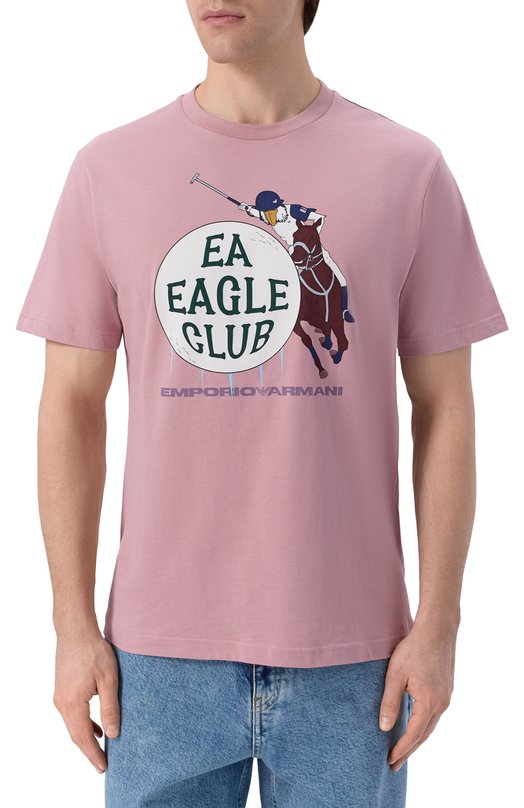 Хлопковая футболка Emporio Armani EM001717/AF14836 Розовый  EM001717/AF14836 Фото 3