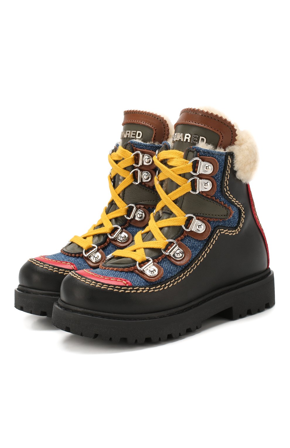 Кожаные ботинки с меховой отделкой DSQUARED2, арт. 62452/18-27, фото 1