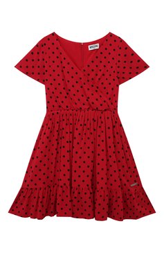 Детс�кое платье из вискозы MOSCHINO красного цвета, арт. HDV0F1/L1B08/4-8 | Фото 1 (Рукава: Короткие; Случай: Повседневный; Материал сплава: Проставлено; Материал внешний: Вискоза; Девочки Кросс-КТ: Платье-одежда; Драгоценные камни: Проставлено; Материал подклада: Хлопок; Ростовка одежда: 8 лет | 128 см, 5 лет | 110 см, 6 лет | 116 см)