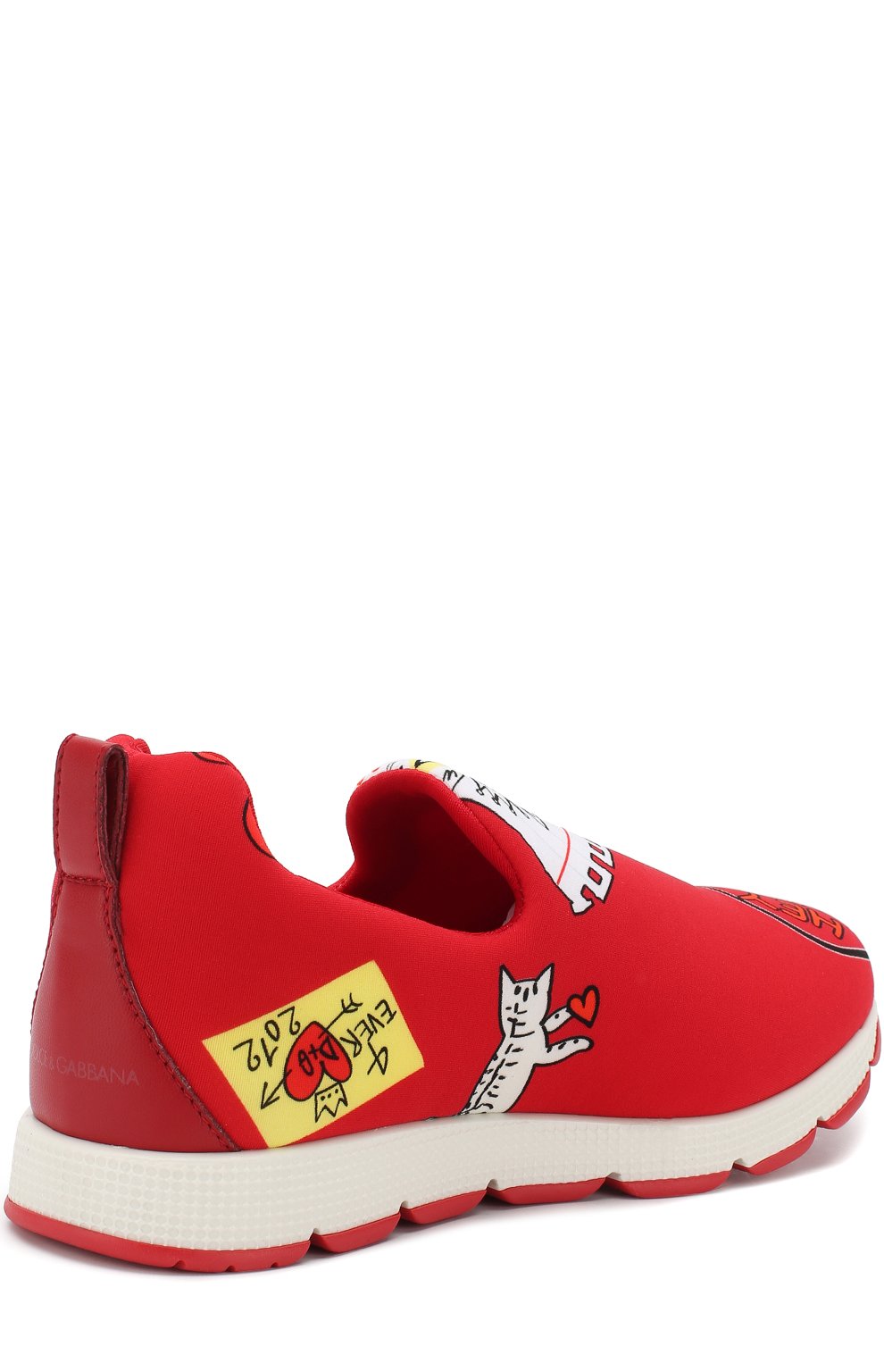 Текстильные кроссовки без шнуровки DOLCE & GABBANA красного цвета по цене 29700 руб., арт. D10738/AR760/29-36, фото 3 Текстильные кроссовки без шнуровки DOLCE & GABBANA, арт. D10738/AR760/29-36, фото 3