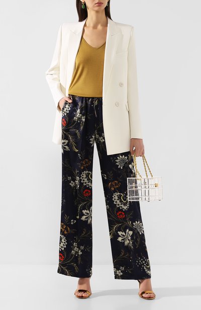 Шелковые брюки DRIES VAN NOTEN темно-синего цвета по цене 68850 руб., арт. 201-10984-9413, фото 2 Шелковые брюки DRIES VAN NOTEN, арт. 201-10984-9413, фото 2