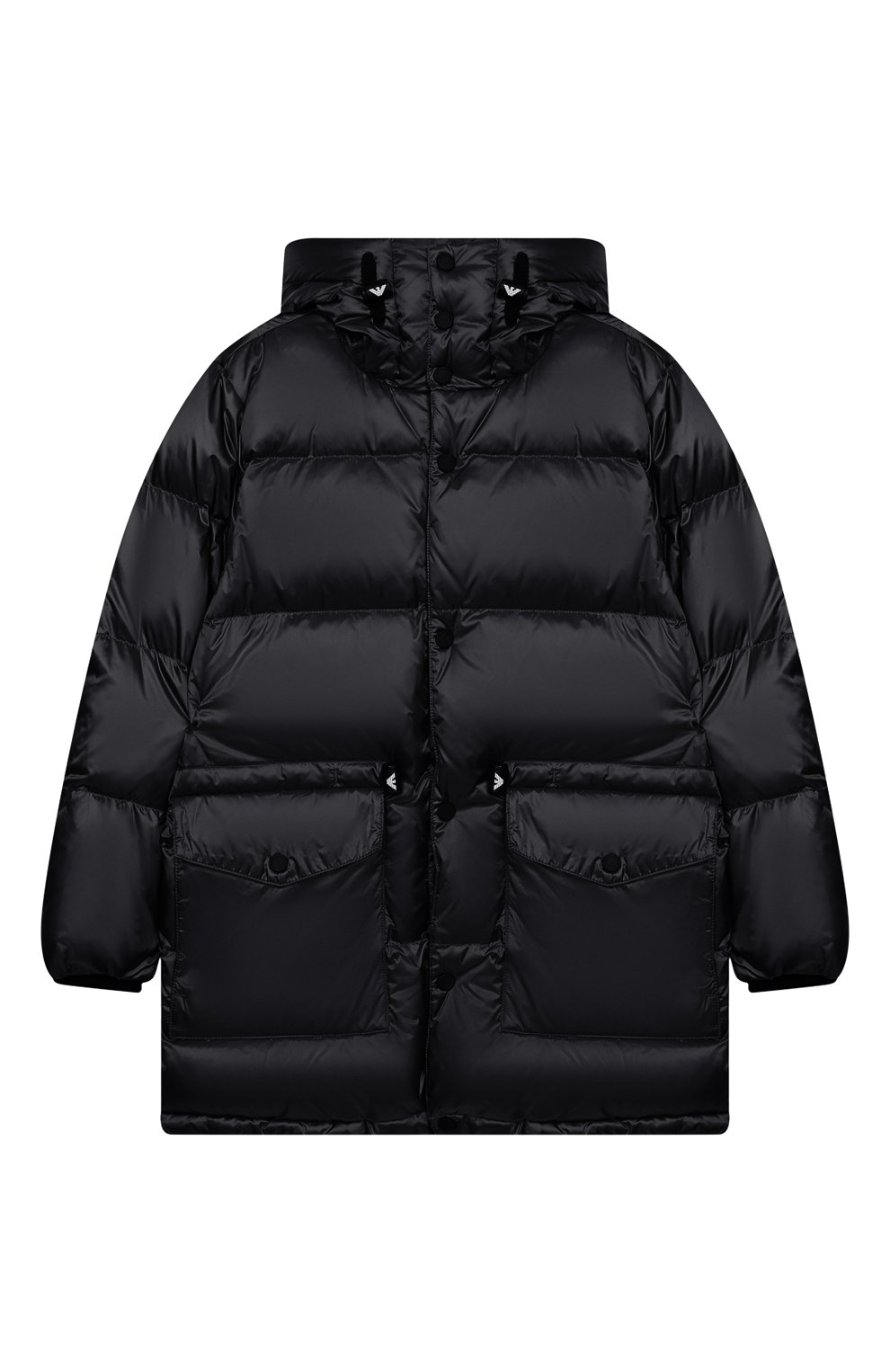 Пуховая куртка с капюшоном EMPORIO ARMANI темно-синего цвета по цене 35500 руб., арт. 6G4L79/4NGYZ, фото 1 Пуховая куртка с капюшоном EMPORIO ARMANI, арт. 6G4L79/4NGYZ, фото 1