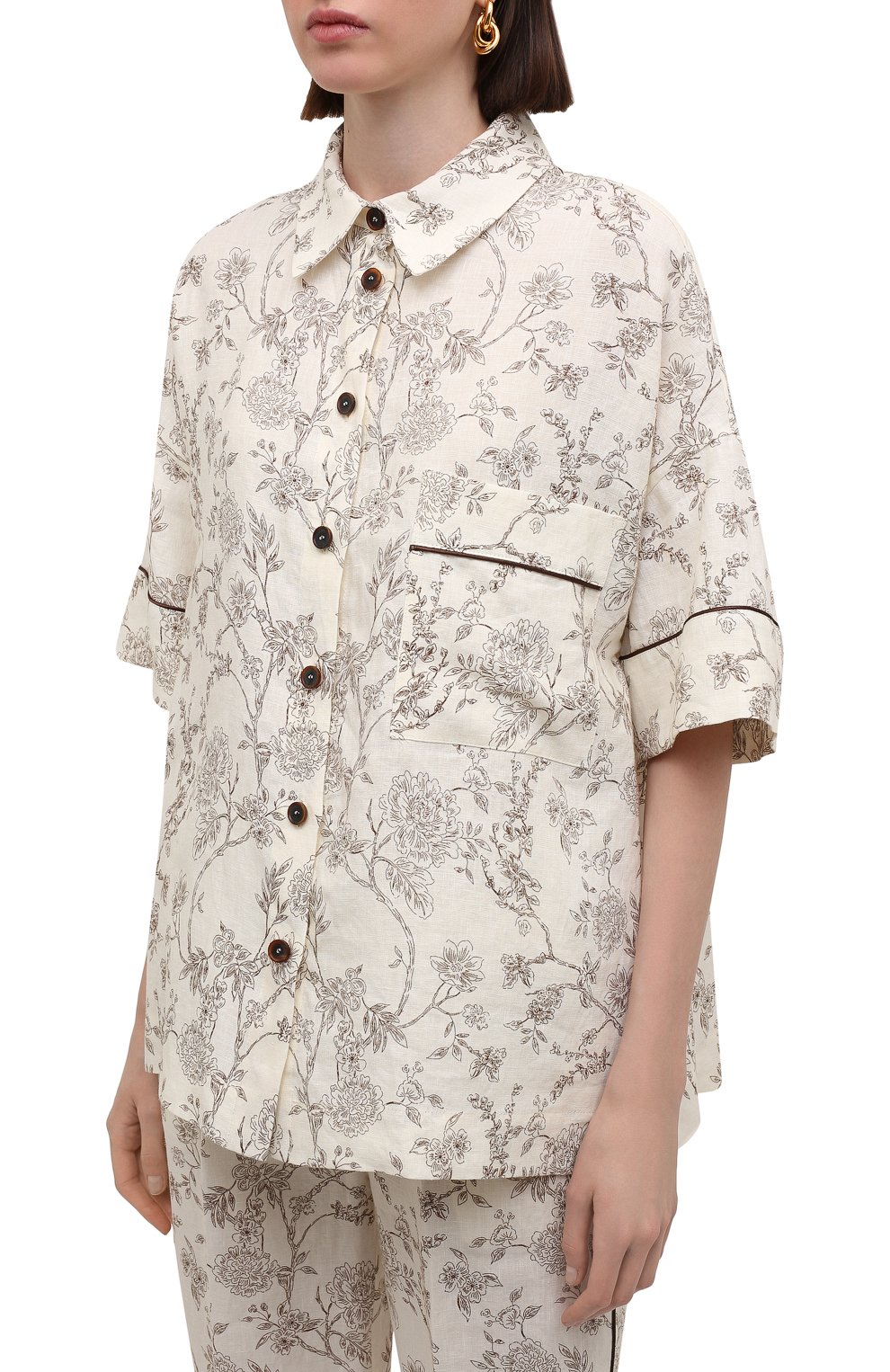 Льняная рубашка ERIKA CAVALLINI кремового цвета по цене 43500 руб., арт. S2/P/P2S010, фото 3 Льняная рубашка ERIKA CAVALLINI, арт. S2/P/P2S010, фото 3