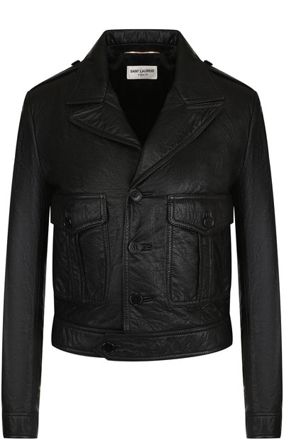 Укороченная кожаная куртка на пуговицах SAINT LAURENT, арт. 534954/Y5QQ2, фото 1