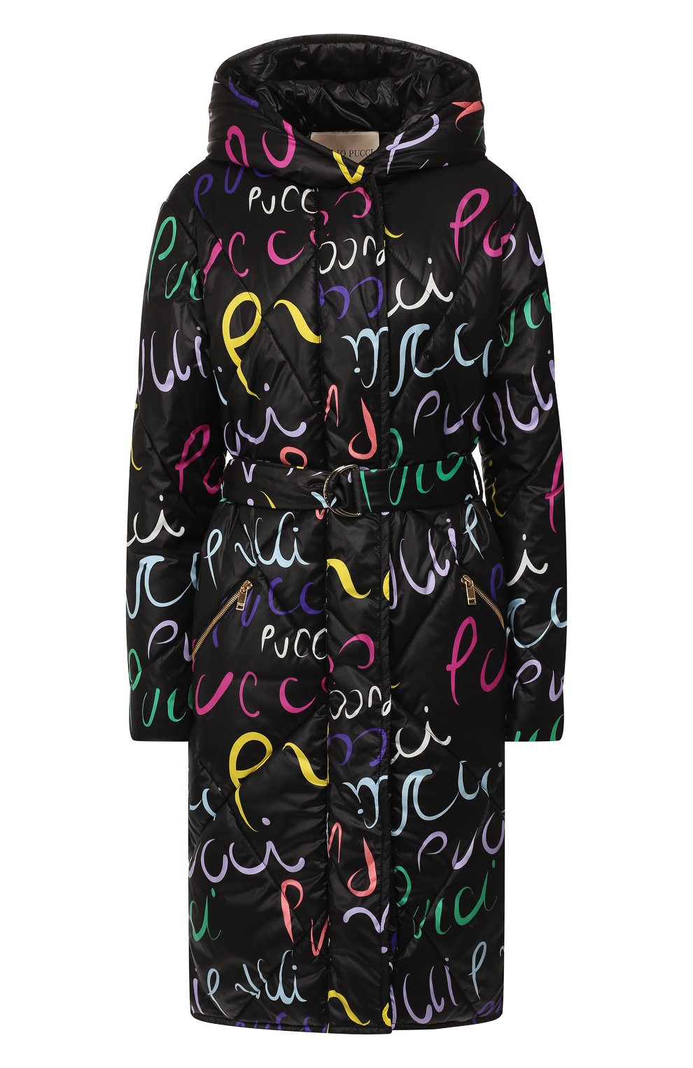 Утепленное пальто EMILIO PUCCI черного цвета по цене 172500 руб., арт. 9RYA05/9R790, фото 1 Утепленное пальто EMILIO PUCCI, арт. 9RYA05/9R790, фото 1