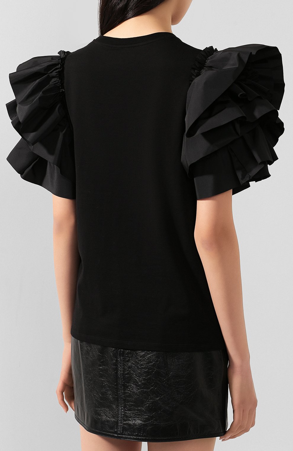 Хлопковый топ ALEXANDER MCQUEEN черного цвета по цене 77150 руб., арт. 607220/QLAAA, фото 4 Хлопковый топ ALEXANDER MCQUEEN, арт. 607220/QLAAA, фото 4