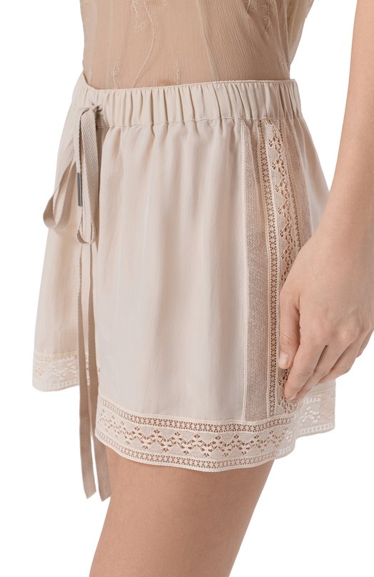 Шелковые шорты Ann Demeulemeester B0013990/FA731 Бежевый  B0013990/FA731 Фото 5