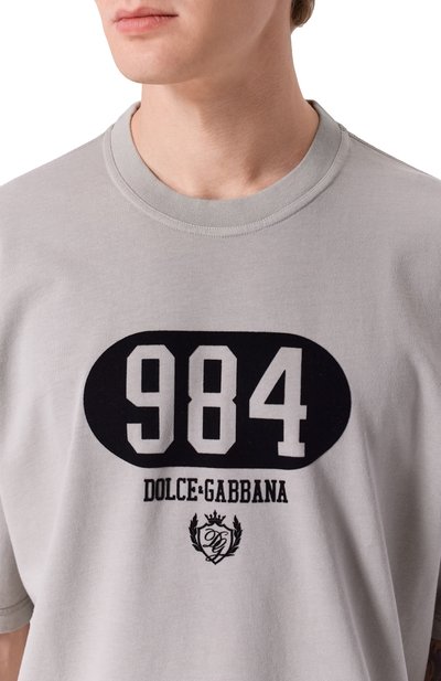 Хлопковая футболка DOLCE & GABBANA серого цвета по цене 59250 руб., арт. G8PB8T/G7M3M, фото 5 Хлопковая футболка DOLCE & GABBANA, арт. G8PB8T/G7M3M, фото 5