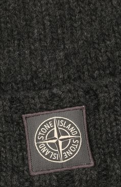 Мужская шерстяная шапка STONE ISLAND темно-серого цвета, арт. 7515N17D6 | Фото 3 (Материал: Текстиль, Шерсть; Кросс-КТ: Трикотаж)