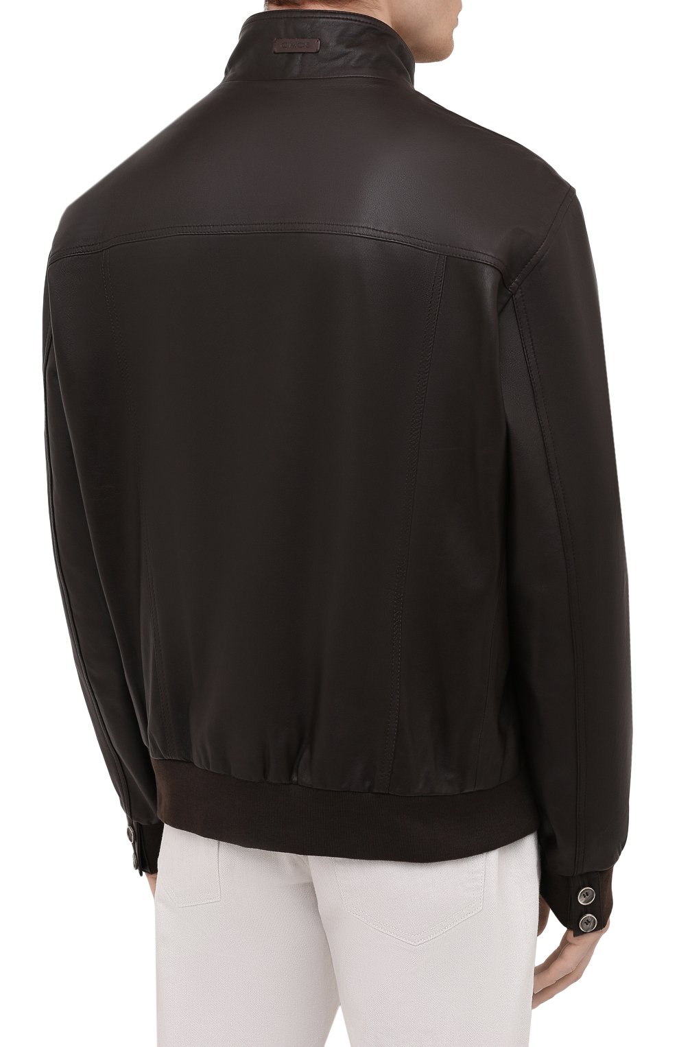 Кожаный бомбер GIMO'S темно-коричневого цвета по цене 58350 руб., арт. 21PE.1.090.62/58-60, фото 4 Кожаный бомбер GIMO'S, арт. 21PE.1.090.62/58-60, фото 4