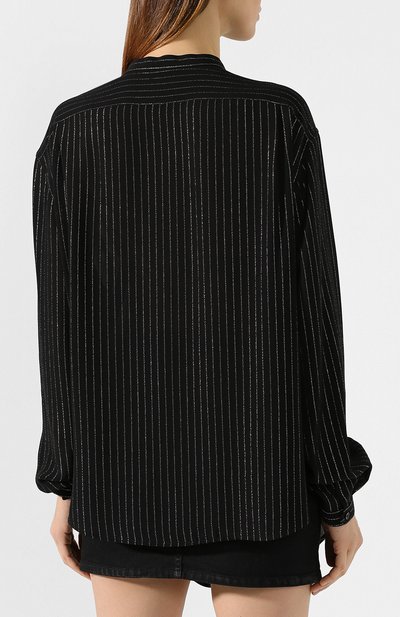 Рубашка из вискозы SAINT LAURENT черного цвета по цене 150000 руб., арт. 605378/Y852T, фото 4 Рубашка из вискозы SAINT LAURENT, арт. 605378/Y852T, фото 4