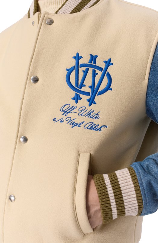 Комбинированный бомбер Off-White 0MEH053F25FAB004 Бежевый  0MEH053F25FAB004 Фото 5