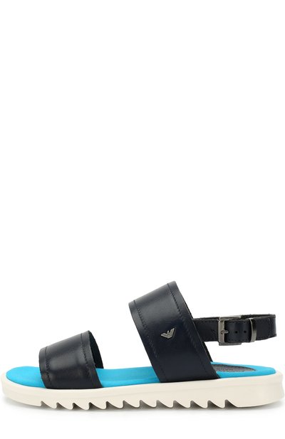 Кожаные сандалии EMPORIO ARMANI темно-синего цвета по цене 20900 руб., арт. 405544/8P059/35-40, фото 2 Кожаные сандалии EMPORIO ARMANI, арт. 405544/8P059/35-40, фото 2