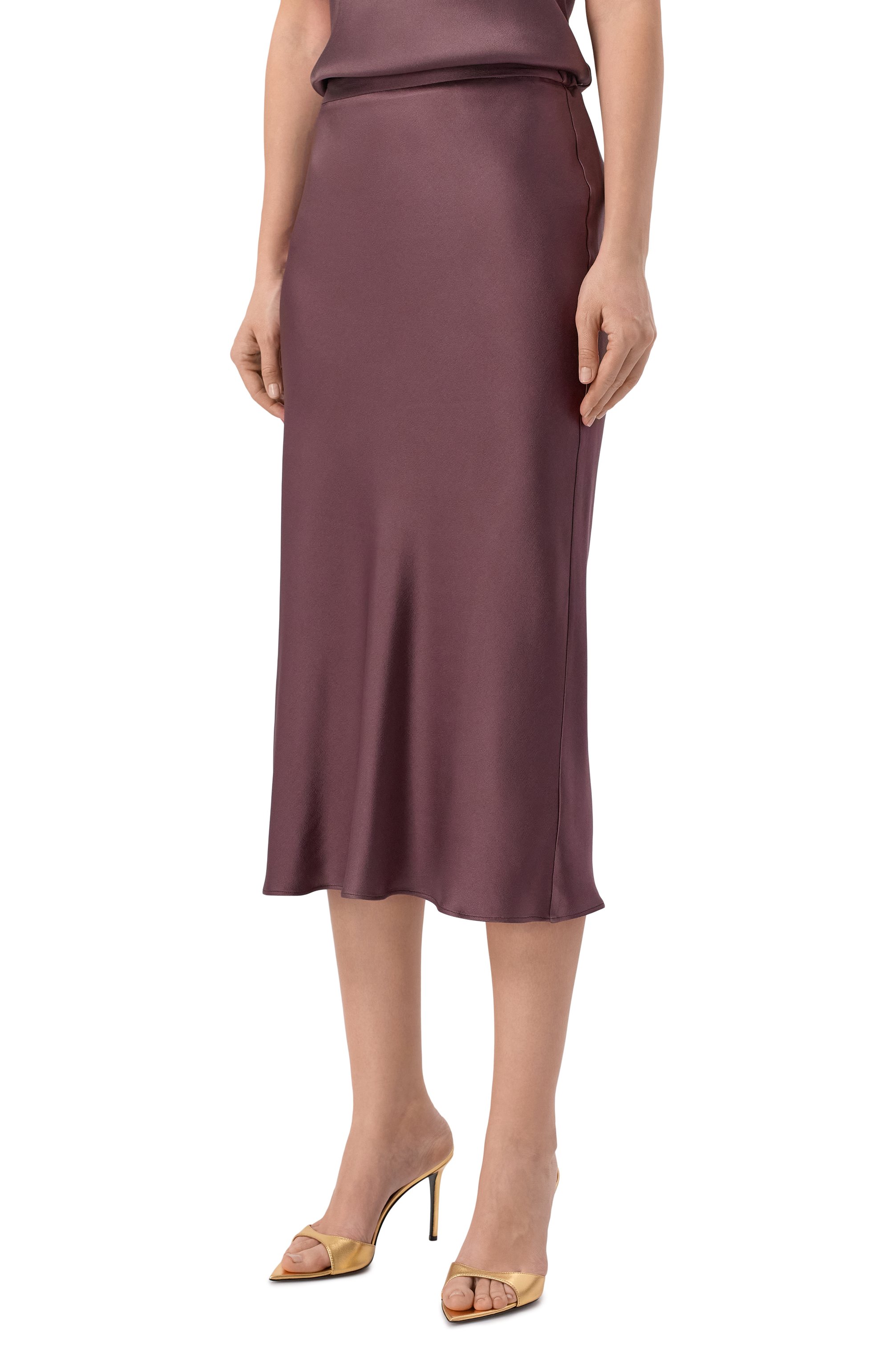 Атласная юбка ANTONELLI FIRENZE коричневого цвета по цене 54050 руб., арт. J9720Q/355C, фото 3 Атласная юбка ANTONELLI FIRENZE, арт. J9720Q/355C, фото 3