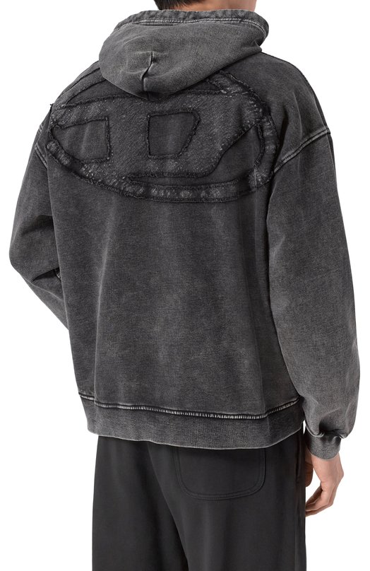 Хлопковое худи Diesel A19325/0KIBZ Серый  A19325/0KIBZ Фото 4