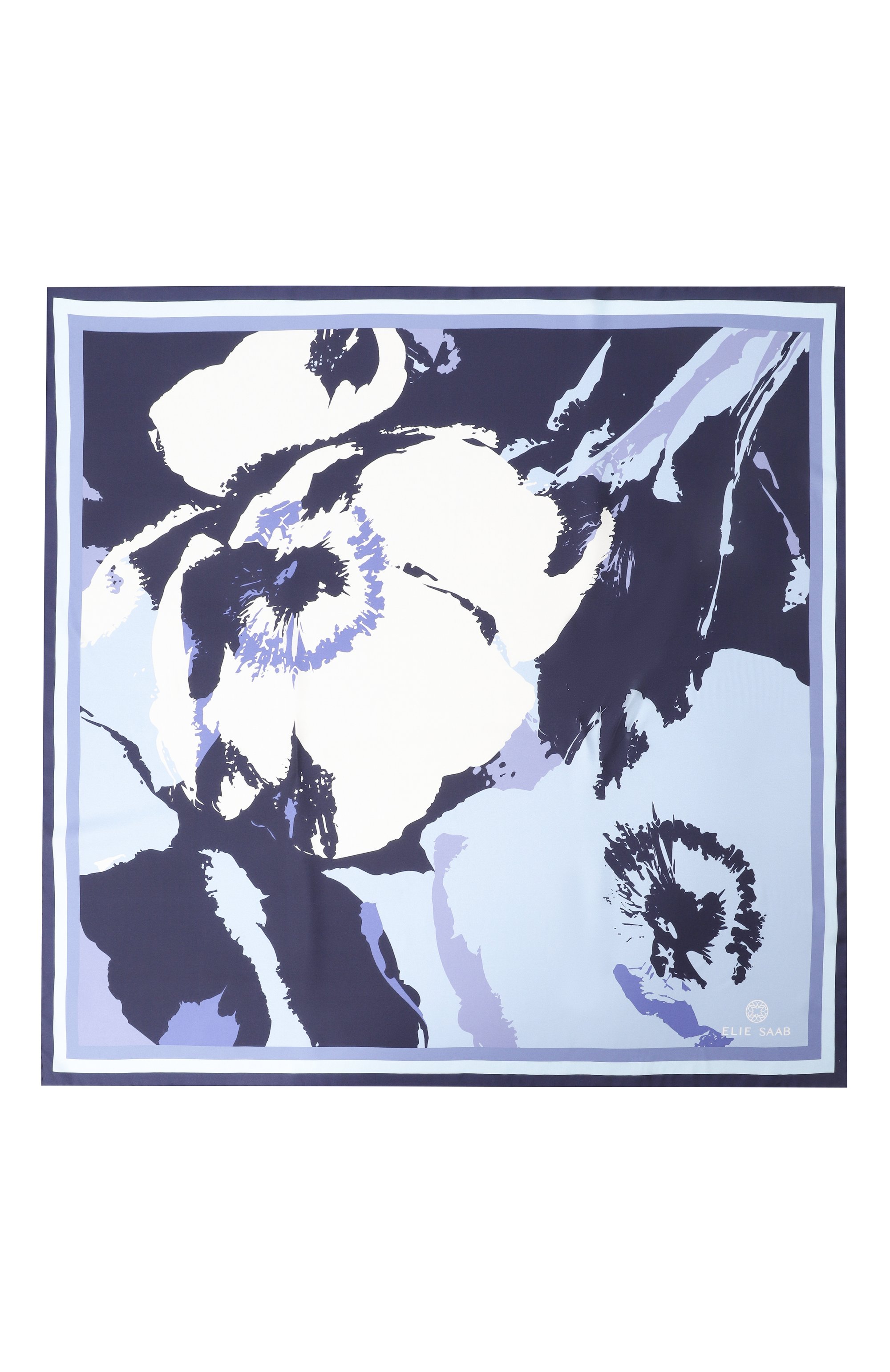 Шелковый платок ELIE SAAB синего цвета по цене 49350 руб., арт. SE9090ST754, фото 4 Шелковый платок ELIE SAAB, арт. SE9090ST754, фото 4