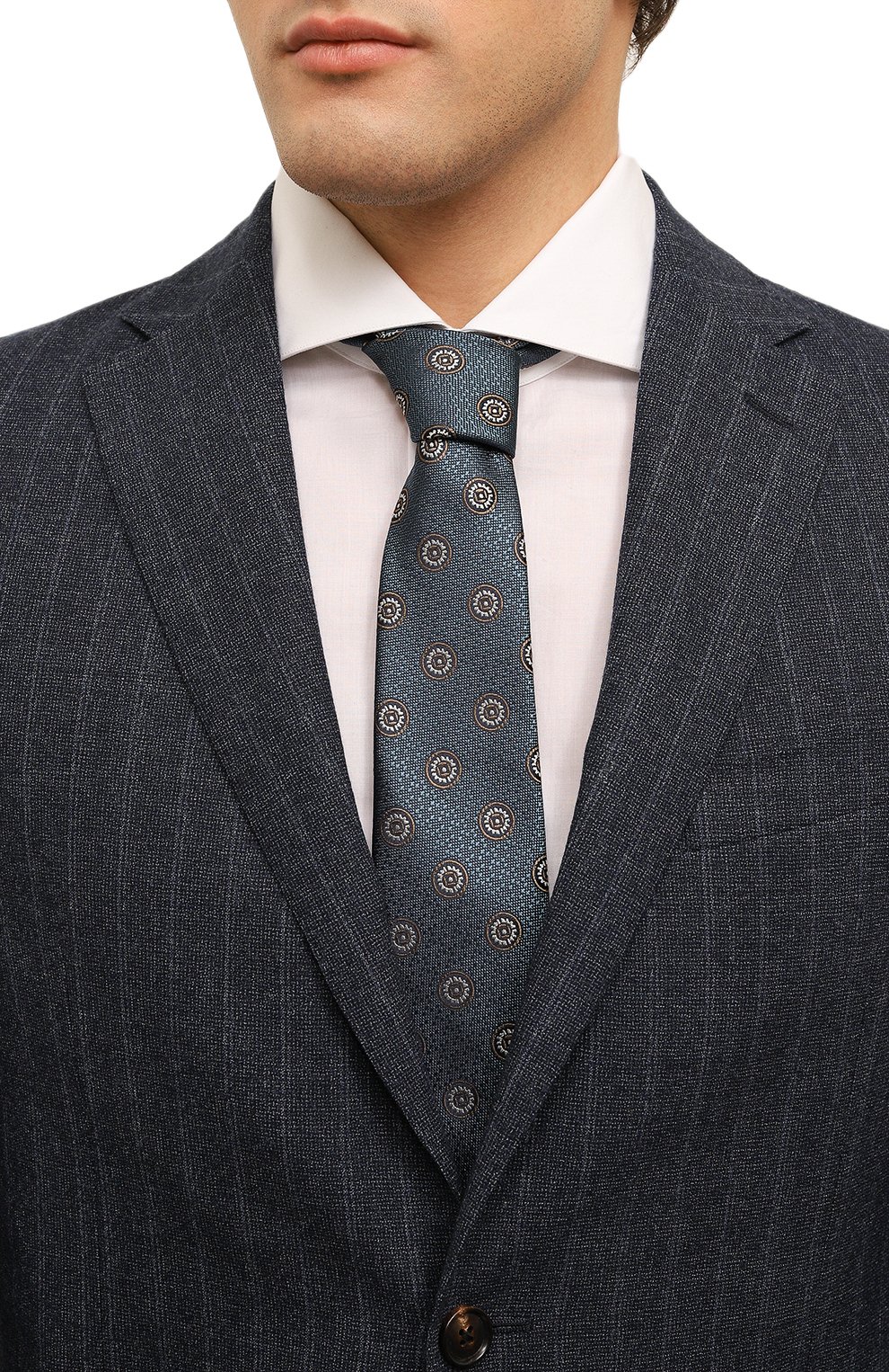 Шелковый галстук CANALI бирюзового цвета по цене 16800 руб., арт. 18/HJ03990, фото 2 Шелковый галстук CANALI, арт. 18/HJ03990, фото 2