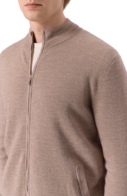 Кардиган из хлопка и шерсти Andrea Campagna TS02-2121 Бежевый  TS02-2121 Фото 5