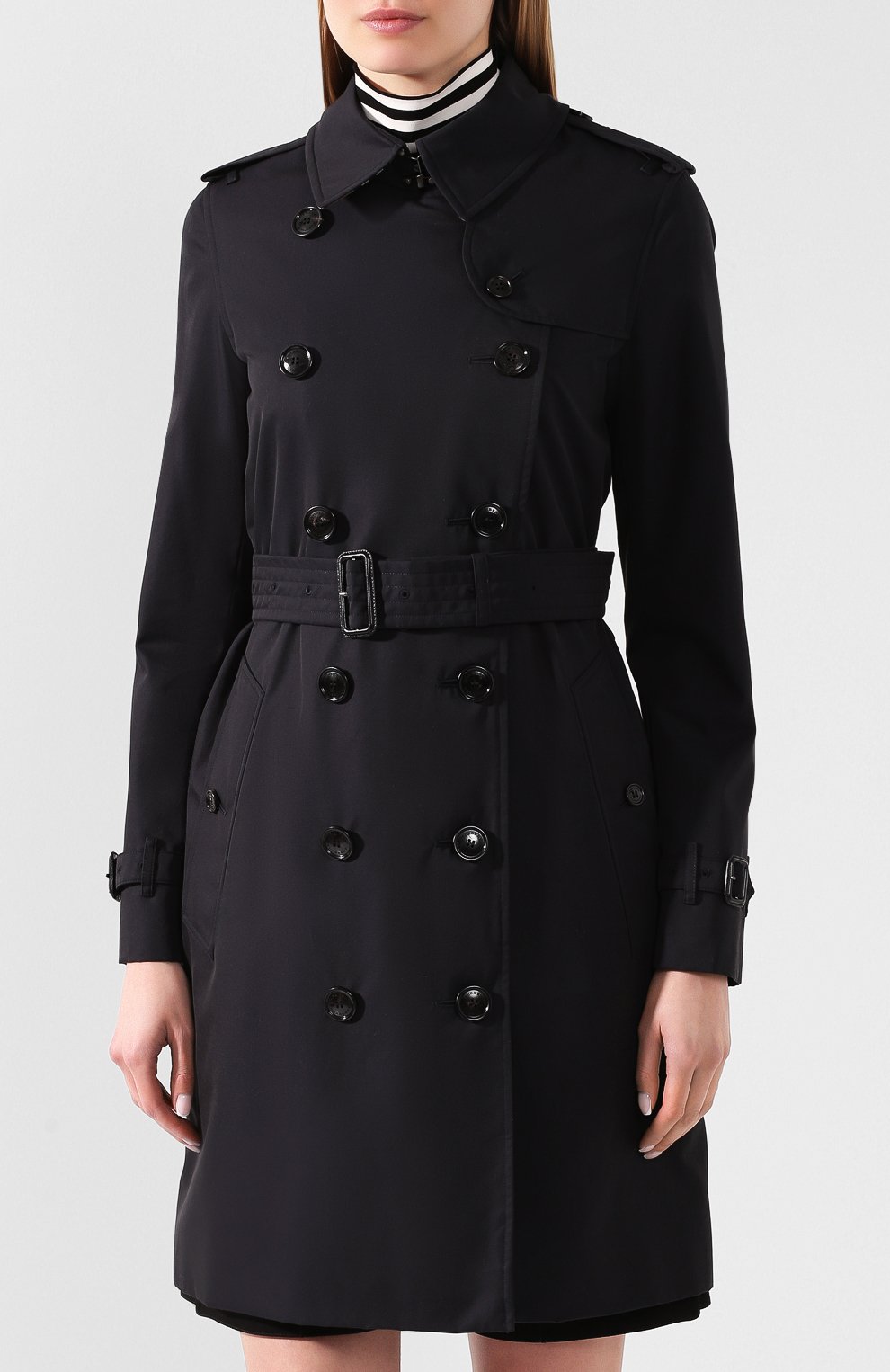 Хлопковый тренч kensington BURBERRY темно-синего цвета по цене 232500 руб., арт. 4073371, фото 3 Хлопковый тренч kensington BURBERRY, арт. 4073371, фото 3
