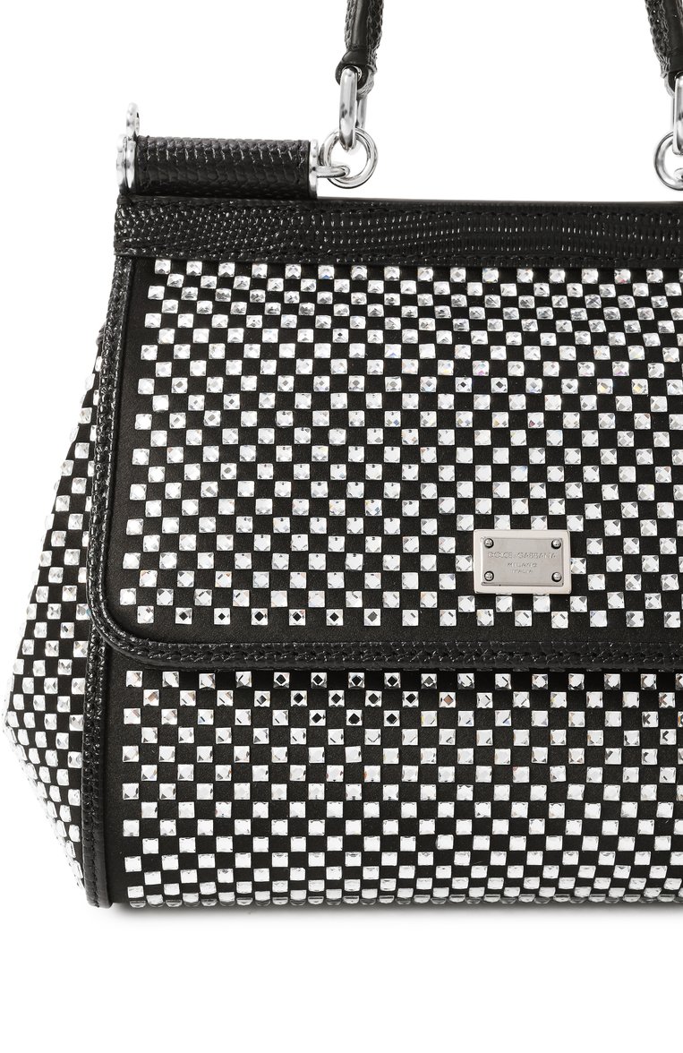 Женская сумка sicily small DOLCE & GABBANA черного цвета, арт. BB6003/AP602 | Фото 3 (Материал: Текстиль; Размер: small; Ремень/цепочка: На ремешке; Женское Кросс-КТ: Вечерняя сумка)