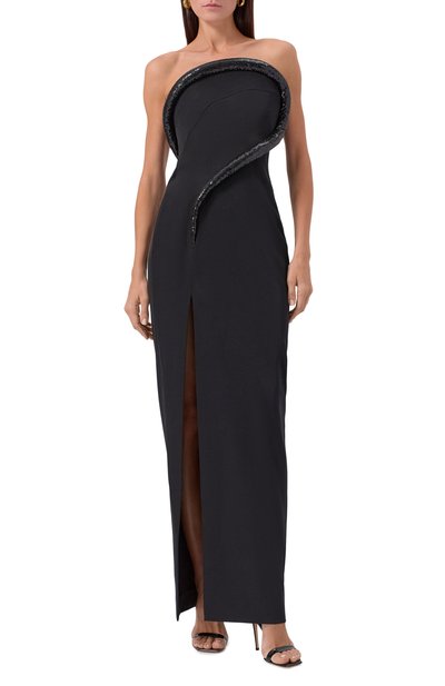 Платье с отделкой пайетками ZUHAIR MURAD черного цвета по цене 499500 руб., арт. PDR25303/EMSE014, фото 3 Платье с отделкой пайетками ZUHAIR MURAD, арт. PDR25303/EMSE014, фото 3