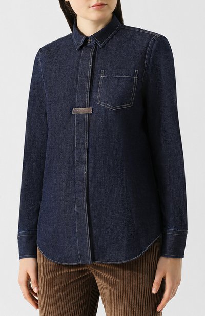 Джинсовая блуза с накладным карманом BRUNELLO CUCINELLI, арт. ME645N1626, фото 3