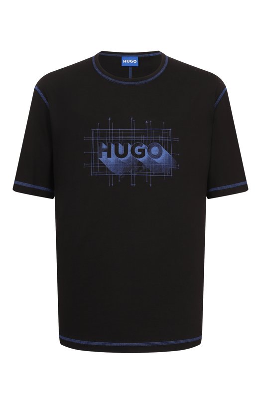 Хлопковая футболка HUGO Blue 50553498 Чёрный 50553498