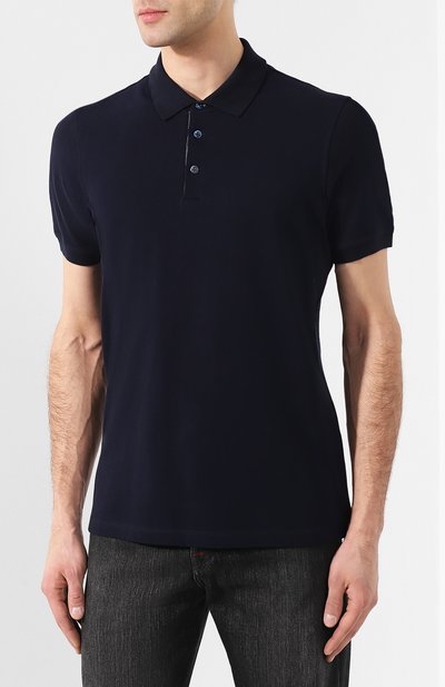 Хлопковое поло BRUNELLO CUCINELLI темно-синего цвета по цене 45600 руб., арт. M0T638307, фото 3 Хлопковое поло BRUNELLO CUCINELLI, арт. M0T638307, фото 3