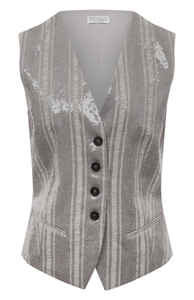 Женский жилет из вискозы и льна BRUNELLO CUCINELLI, арт. MH577SX806
