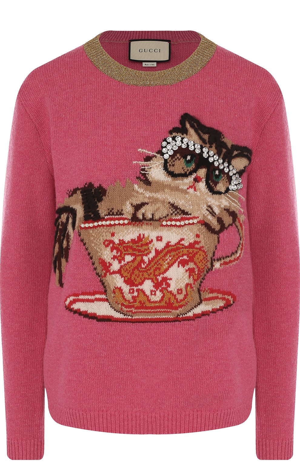 Шерстяной пуловер прямого кроя с круглым вырезом GUCCI, арт. 503897/X9Q11, фото 1