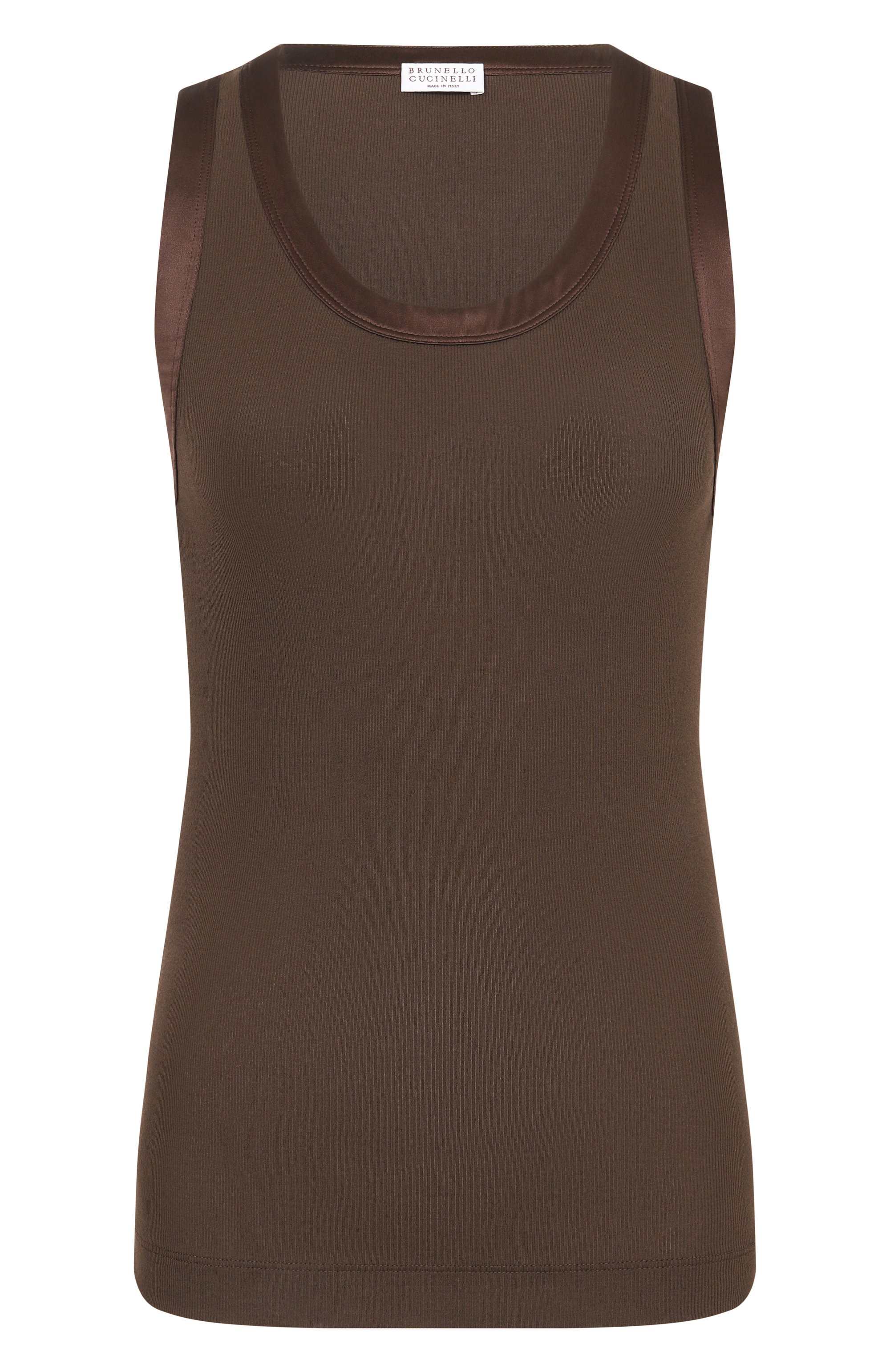 Хлопковый топ BRUNELLO CUCINELLI коричневого цвета по цене 85750 руб., арт. MP952FD600, фото 1 Хлопковый топ BRUNELLO CUCINELLI, арт. MP952FD600, фото 1