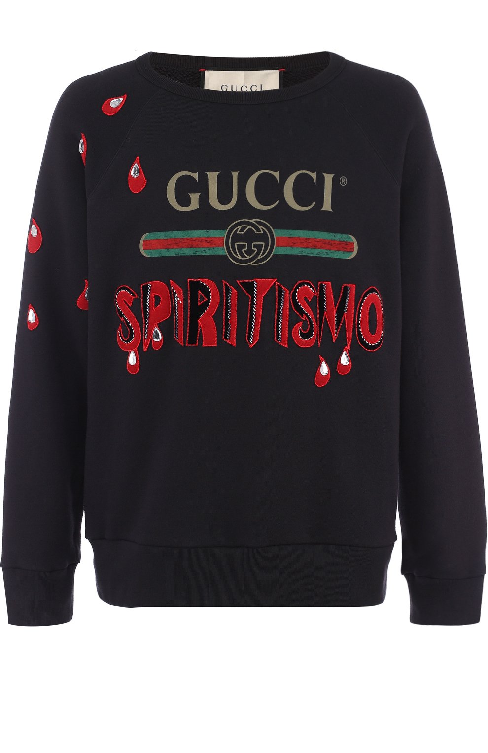 トップス Gucci Мужской черный хлопковый свитшот с аппликацией GUCCI купить в ЦУМ