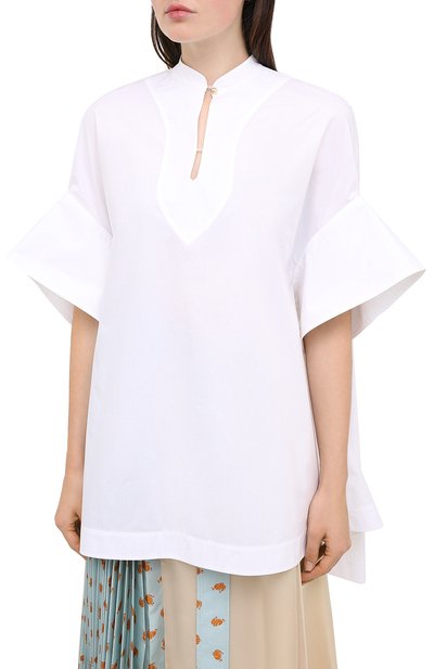 Хлопковый топ LANVIN белого цвета по цене 88850 руб., арт. RW-T0675U-4408-H20, фото 3 Хлопковый топ LANVIN, арт. RW-T0675U-4408-H20, фото 3