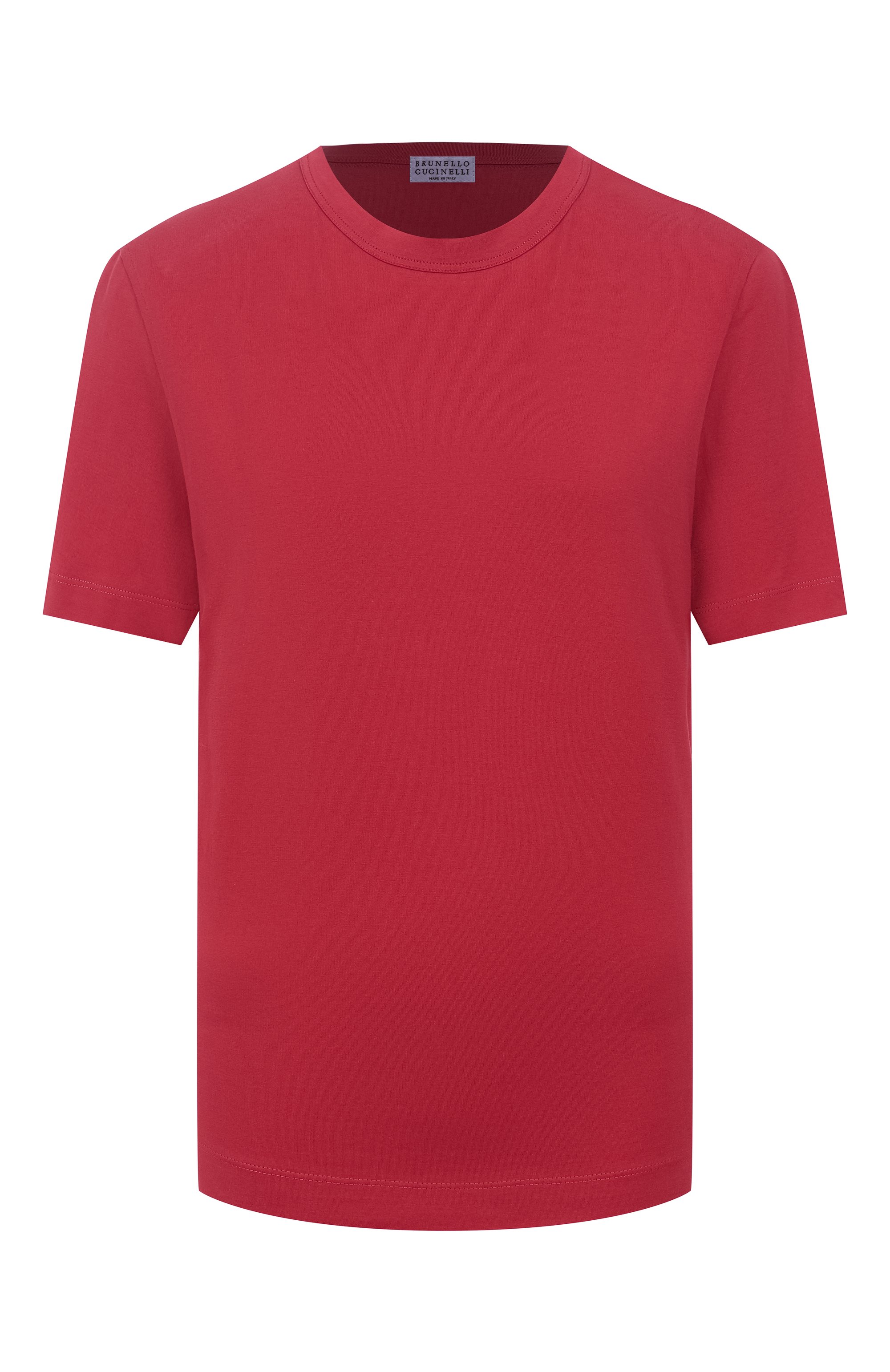 Хлопковая футболка BRUNELLO CUCINELLI красного цвета по цене 49100 руб., арт. M0T81BI100, фото 1 Хлопковая футболка BRUNELLO CUCINELLI, арт. M0T81BI100, фото 1