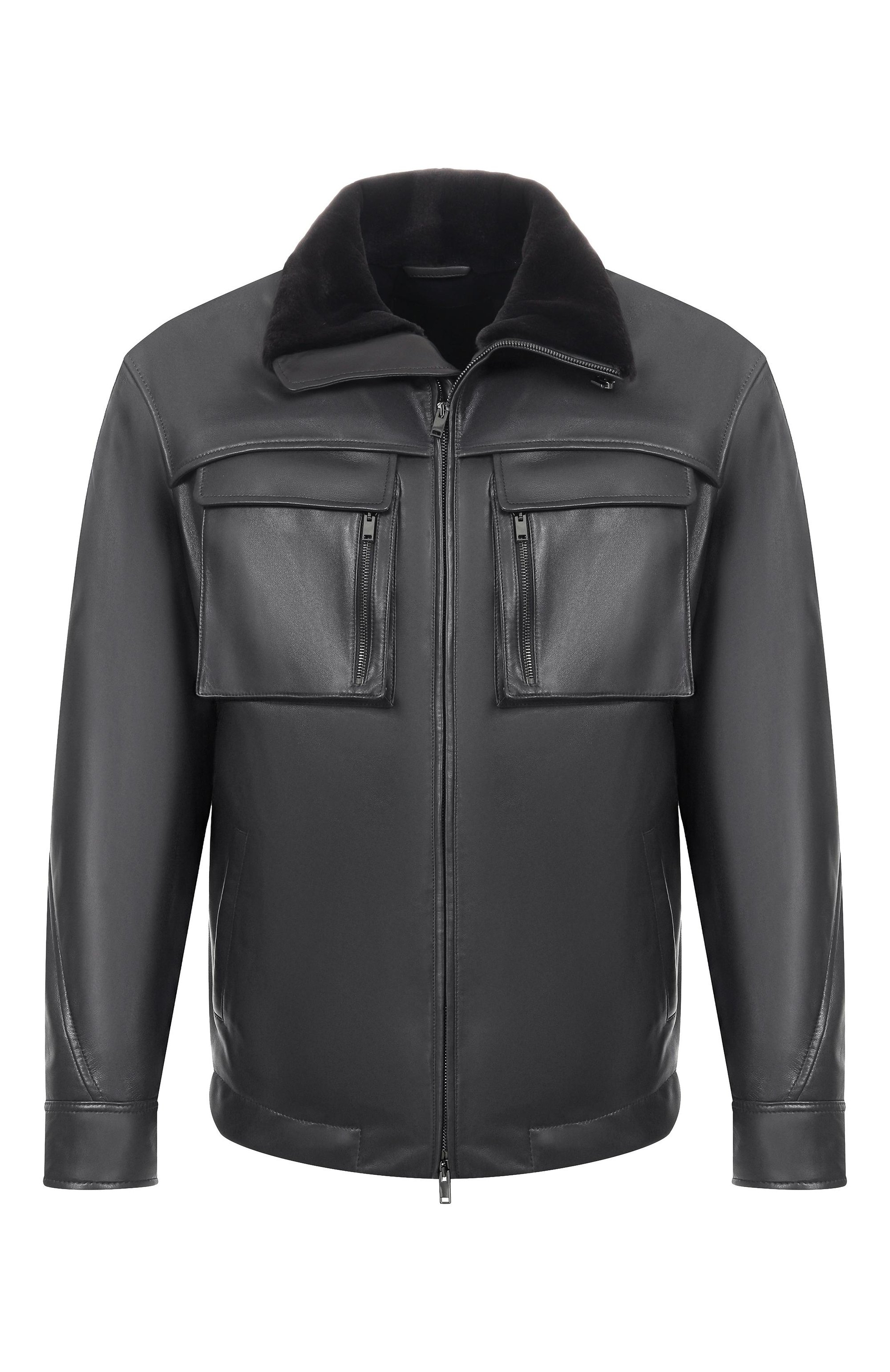 Кожаная куртка с воротником из норки MVST, арт. M25.1PM.0011/BIG SIZE/ANTRA, фото 1