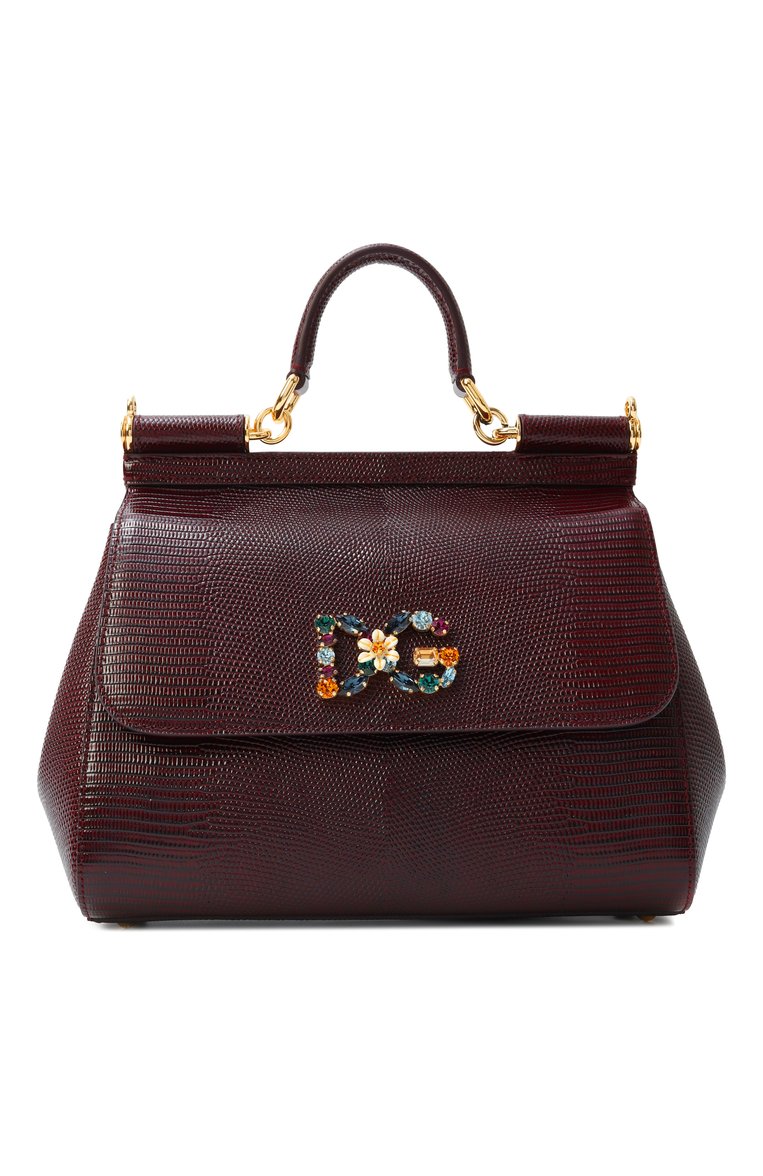 Женская сумка sicily medium DOLCE & GABBANA темно-бордового цвета, арт. BB6002/AI742 | Фото 1 (Материал: Натуральная кожа; Ремень/цепочка: На ремешке; Статус проверки: Проверено, Проверена категория; Сумки-технические: Сумки через плечо, Сумки top-handle; Размер: medium)