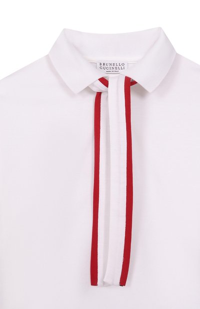 Хлопковое поло BRUNELLO CUCINELLI белого цвета по цене 42150 руб., арт. B0T81T490B, фото 3 Хлопковое поло BRUNELLO CUCINELLI, арт. B0T81T490B, фото 3