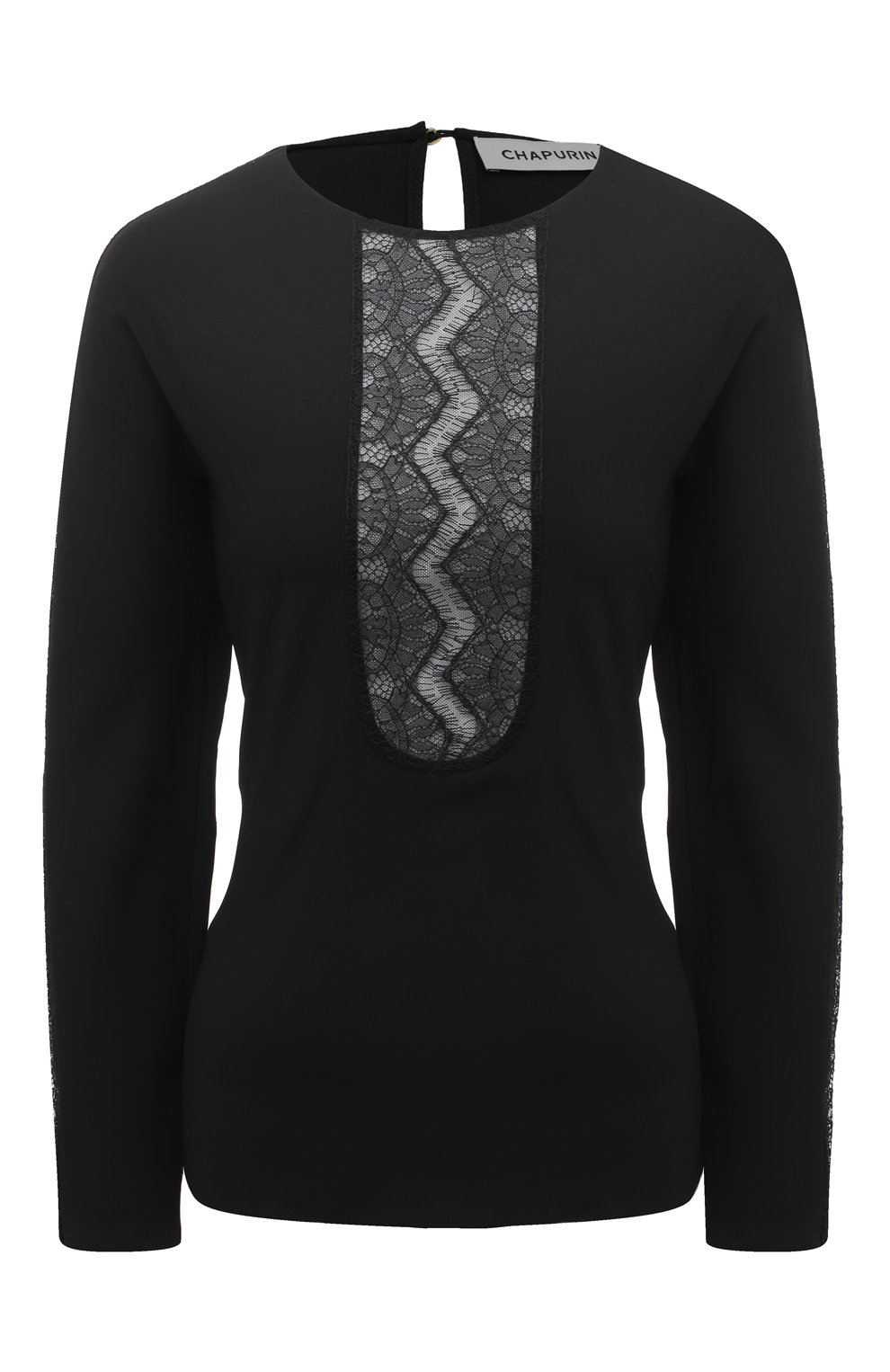 Шелковая блузка CHAPURIN черного цвета по цене 65000 руб., арт. BL/19505/27864-м/SS23, фото 1 Шелковая блузка CHAPURIN, арт. BL/19505/27864-м/SS23, фото 1