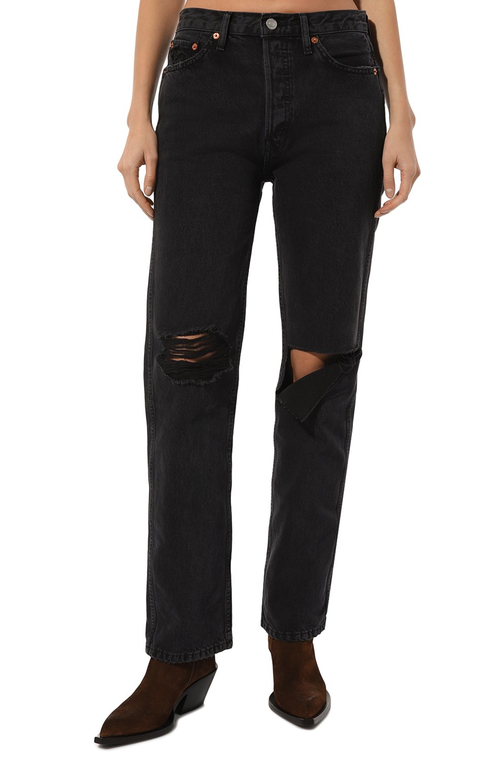 Джинсы RE/DONE черного цвета по цене 35150 руб., арт. 184-3WHRL, фото 3 Джинсы RE/DONE, арт. 184-3WHRL, фото 3