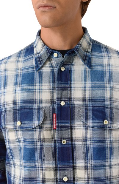 Хлопковая рубашка DSQUARED2 синего цвета по цене 59950 руб., арт. S74DM0958/D35206, фото 5 Хлопковая рубашка DSQUARED2, арт. S74DM0958/D35206, фото 5