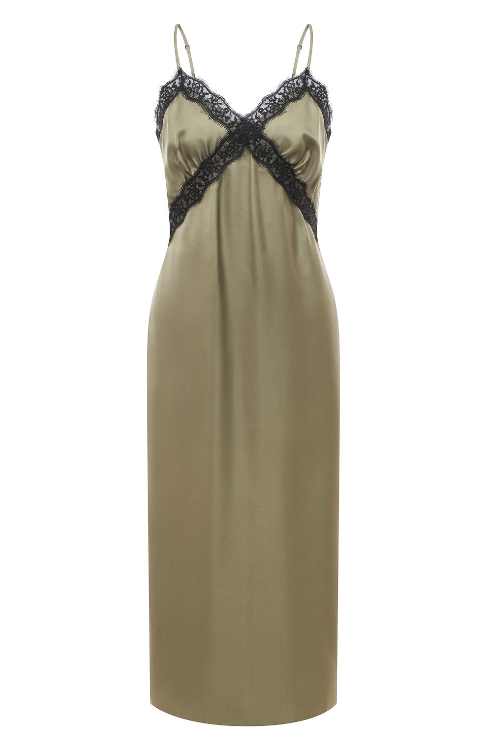 Атласное платье LOOM BY RODINA хаки цвета по цене 37000 руб., арт. LBR-COMKH, фото 1 Атласное платье LOOM BY RODINA, арт. LBR-COMKH, фото 1
