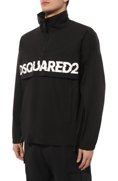 Мужская хлопковый анорак DSQUARED2 черного цвета, арт. S74AM1485/S53578 | Фото 3 (Рукава: Длинные; Материал сплава: Проставлено; Материал внешний: Хлопок; Драгоценные камни: Проставлено; Длина (верхняя одежда): Короткие; Кросс-КТ: Ветровка; Стили: Кэжуэл)