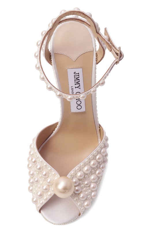 Текстильные босоножки Sacora 100 Jimmy Choo SAC0RA100W0Z Кремовый  SAC0RA100W0Z Фото 6