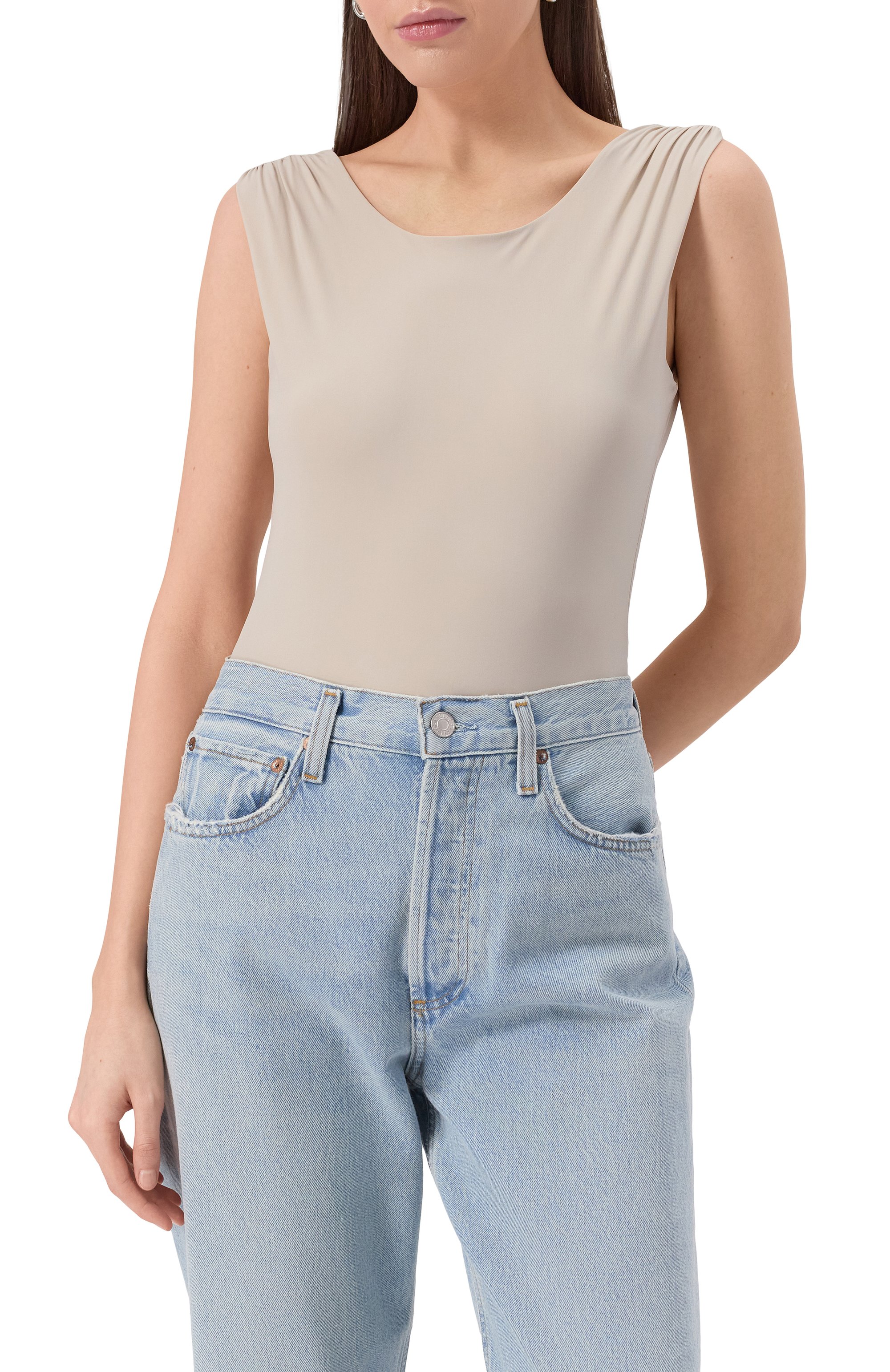 Боди AGOLDE светло-бежевого цвета по цене 38300 руб., арт. A73431460, фото 3 Боди AGOLDE, арт. A73431460, фото 3